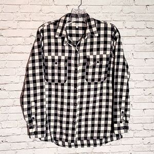 Madewell, Women's Button-down, Long-sleeved Black/White Plaid Shirt, Sz Small